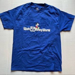 Walt Disney World Mickey T-Shirt L Tee Blue1-Side Classic Mickey Beefy-T Disney